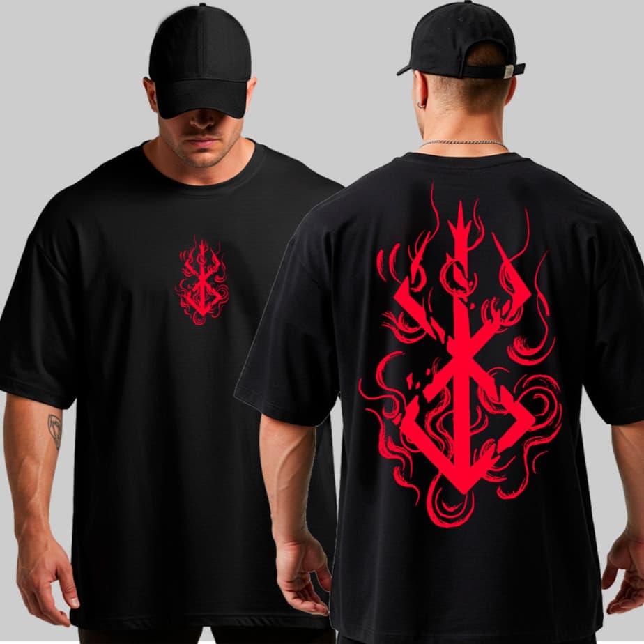 Camiseta Oversized Berserk Sacrifício Simbol Grande Algodão Streetwear Academia ENVIO RAPIDO