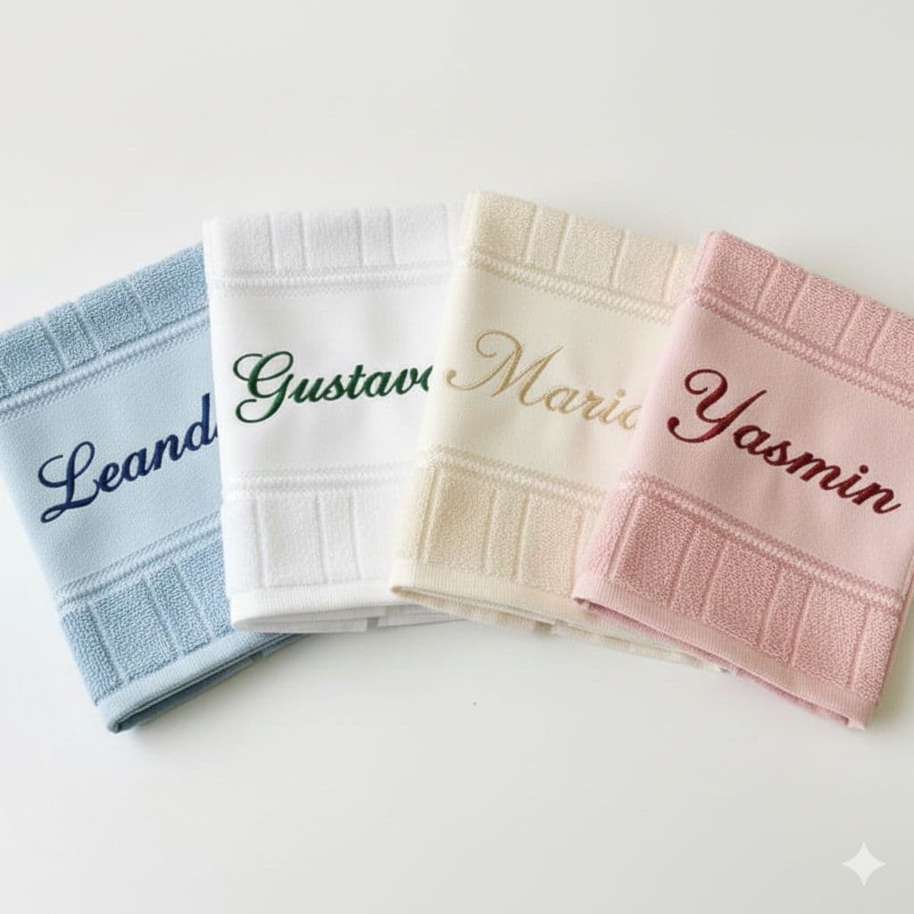 Toalha De Banho Grande Personalizada Nome Bordado Em Algodão Branco