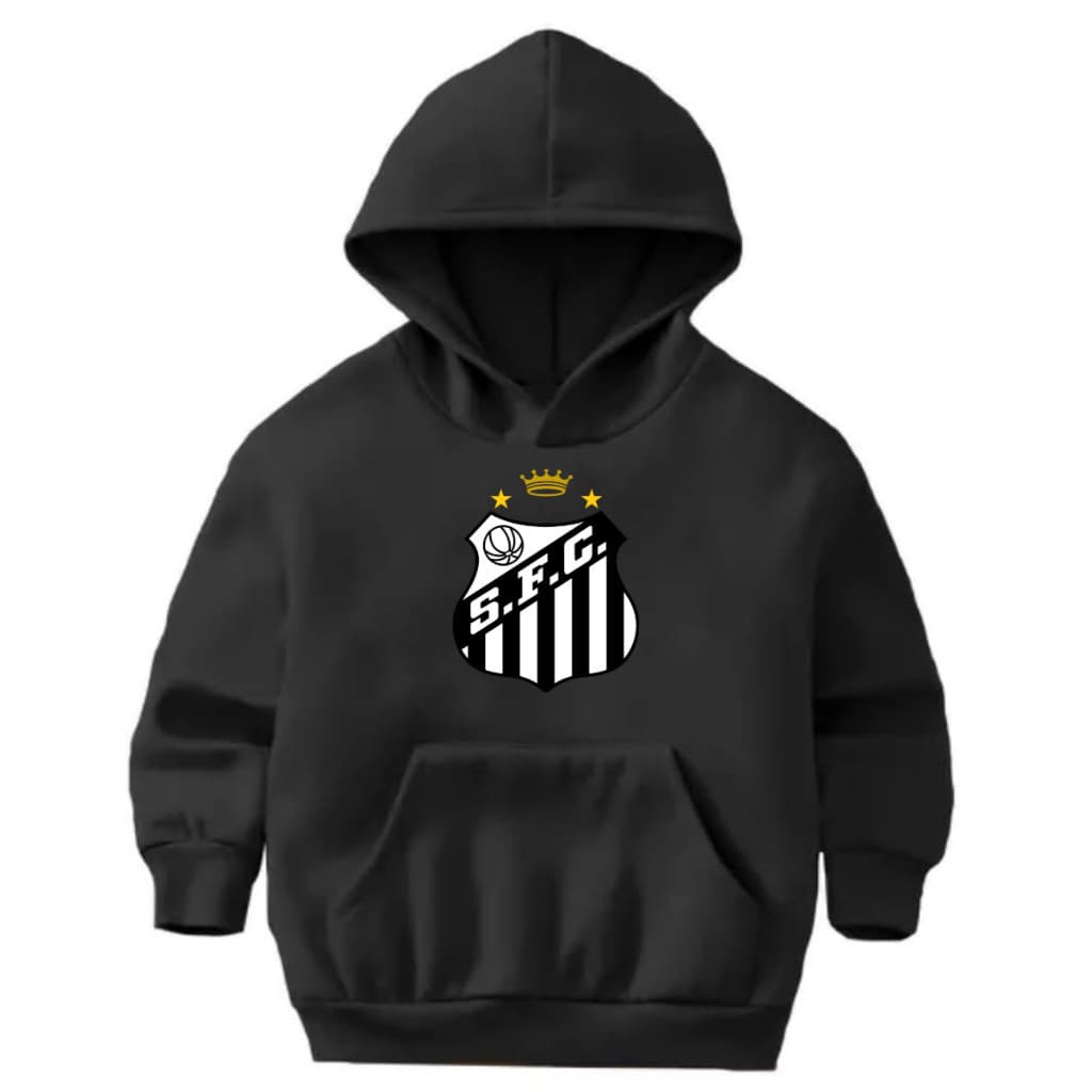 Moletom Infantil Flanelado Canguru Blusa Quentinha Casaco Santos Estampado Desenho Frase Time