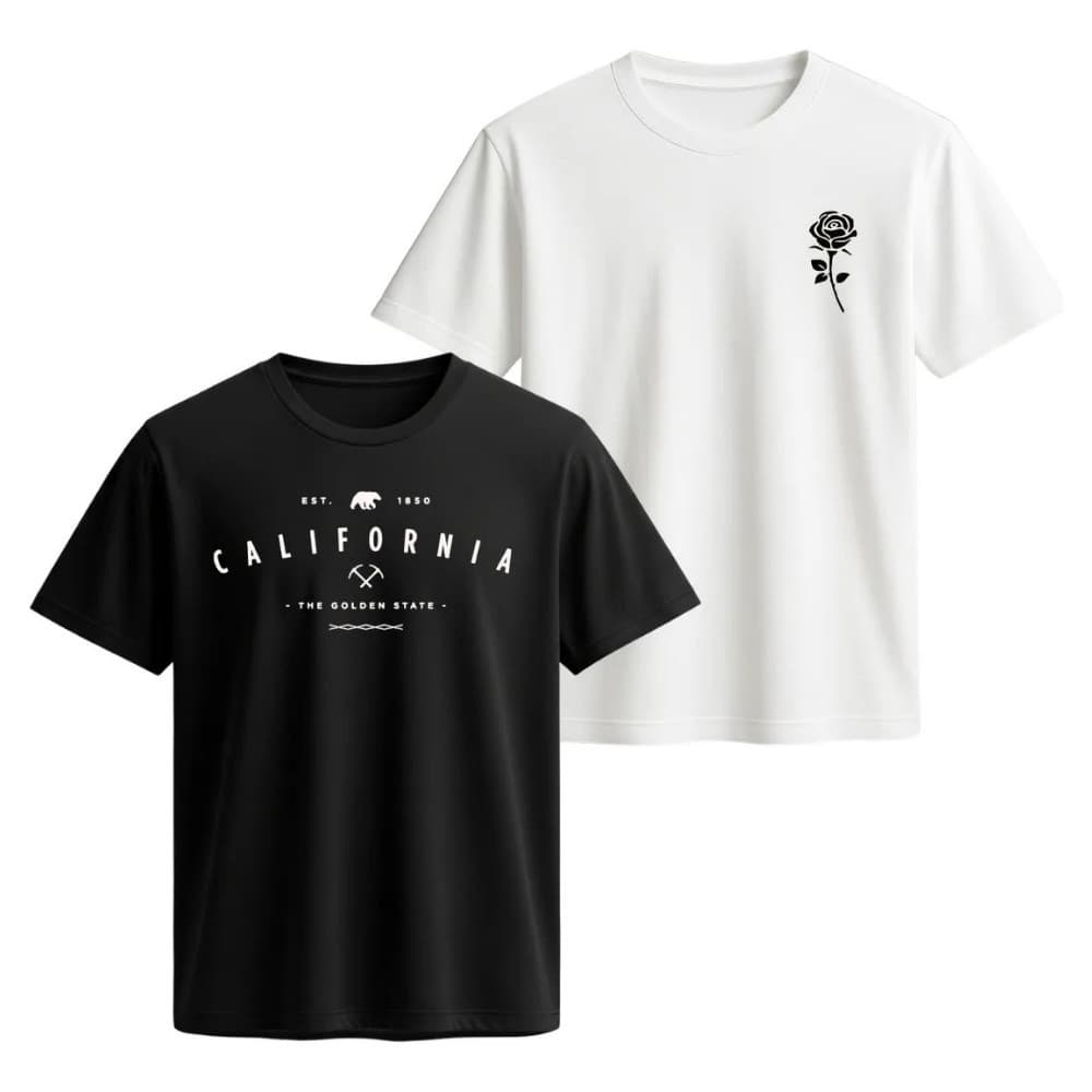 Camiseta Algodão Casual Kit com 2 Estampado Flor R Distribuidora