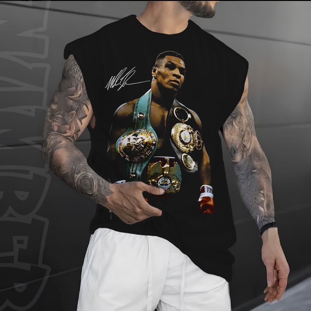 Camiseta regata machao oversized masculino mike tyson luta box academia em algodao unissex Longline