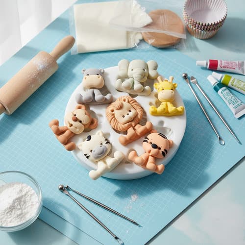 Molde Silicone  Bichinhos Safari Filhotes 7 Modelos Biscuit