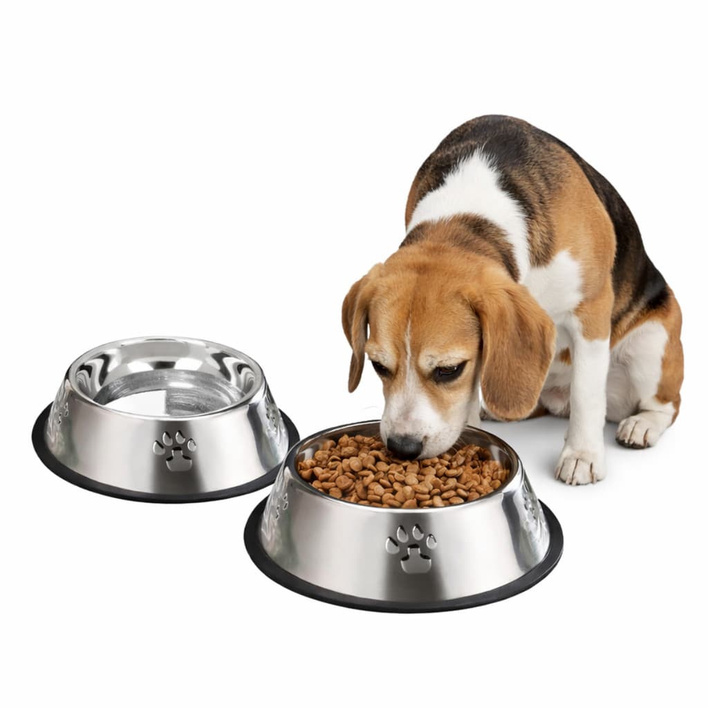 2 Comedouros Bebedouro Inox 500ml Antiderrapante Porte Médio para Cachorro