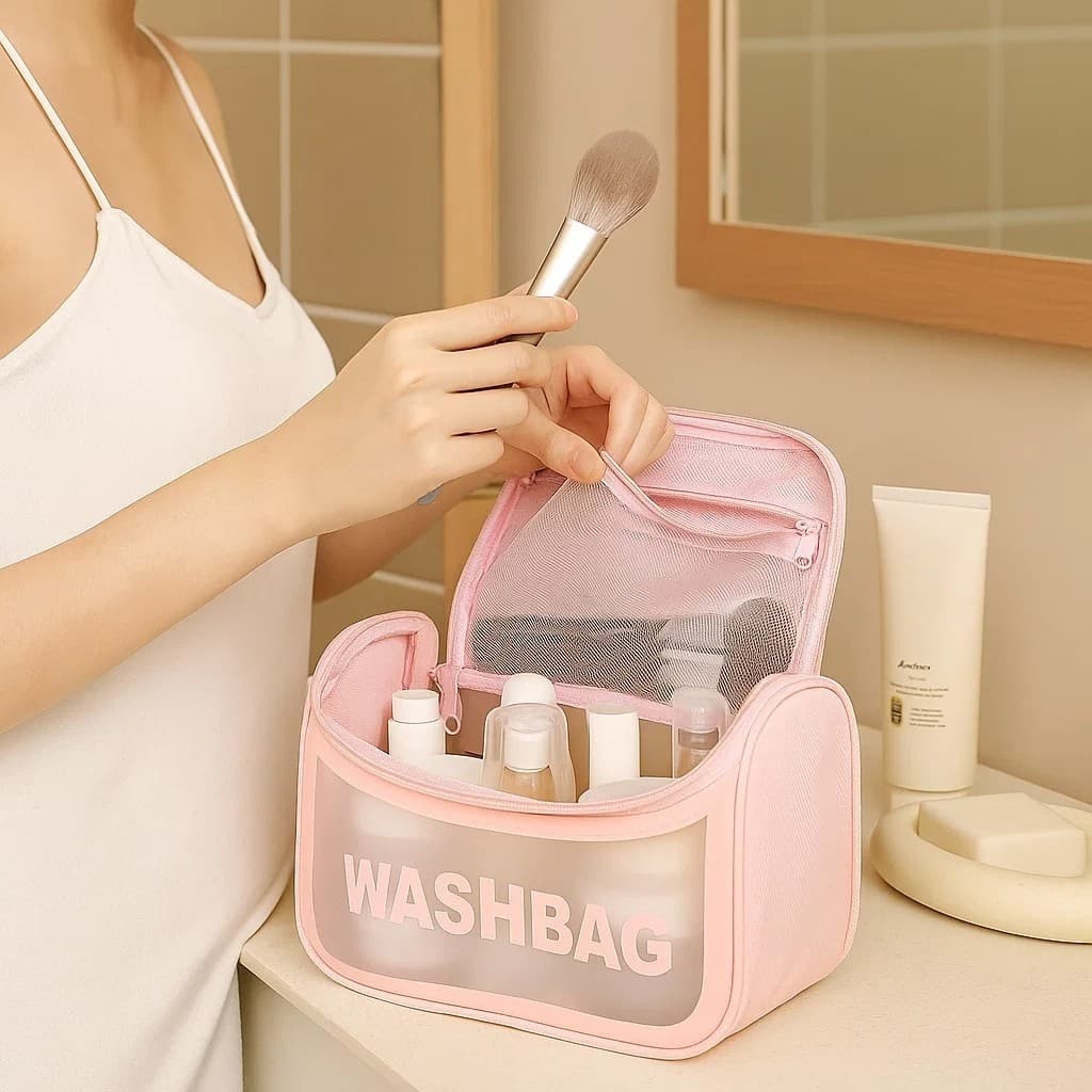 Necessaire Bolsa Mão Feminina Organizadora com Alça Viagem Maquiagem Higiene Estojo Porta Produtos