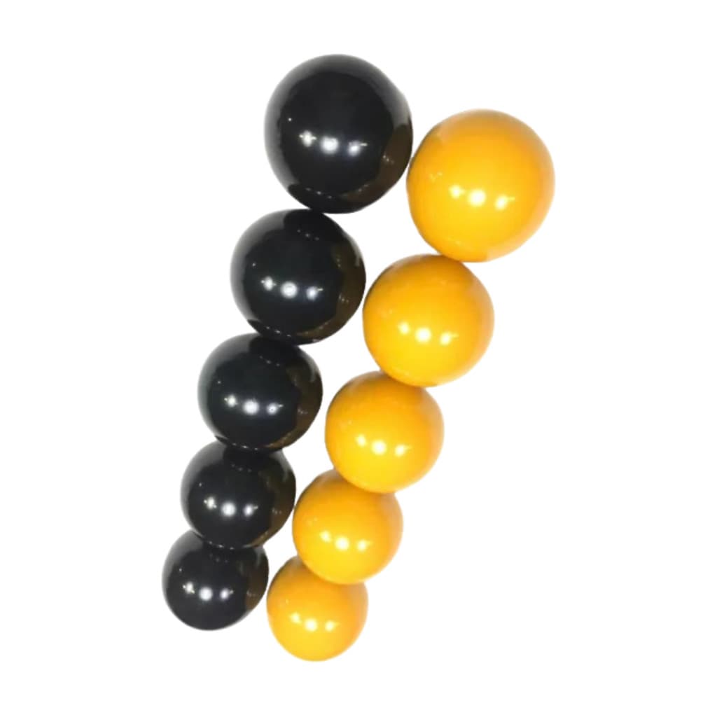 Jogo Bola Mata Mata Sinuca Bilhar Snooker 54 MM Cor Pretal e Amarela 10 Peças