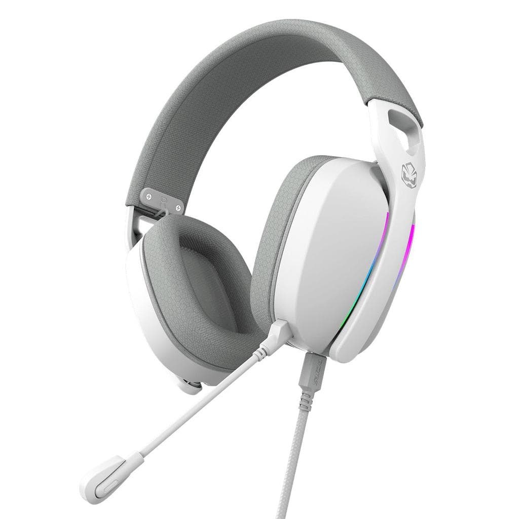 Headset Gamer Pcyes Nowy White Ghost, Usb Surround, Driver 40mm, Rgb, Microfone Destacável