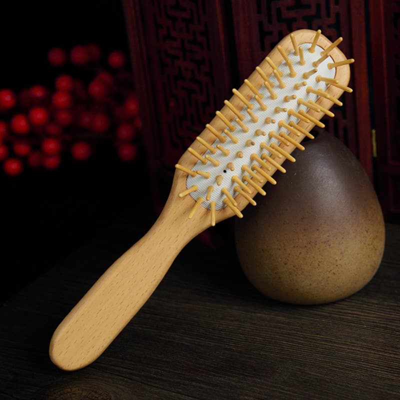 Langfu pente de madeira de faia, pente de Airbag, massagem de cabelo suave, couro cabeludo, cuidados com o cabelo, pente
