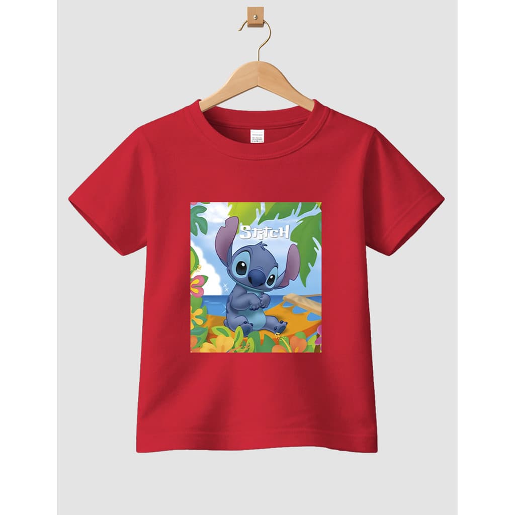 Camiseta Infantil De Algodão Desenho Stitch Casual