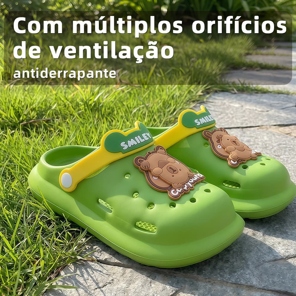 Babuche Sandália EVA Modelo Chato Leve Macio Solado Antiderrapante Botons Removíveis Decorativos Infantil Feminino