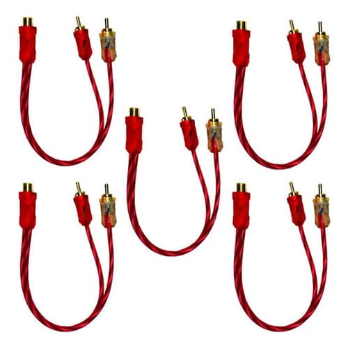 Kit 5 Cabos Y 1 Fêmea + 2 Machos Rca Injetado Flexível