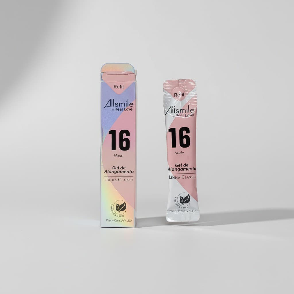 Refil 15ml Gel AllSmile Livre de TPO e HEMA – Cor 16 Nude | By Real Love | Lançamento