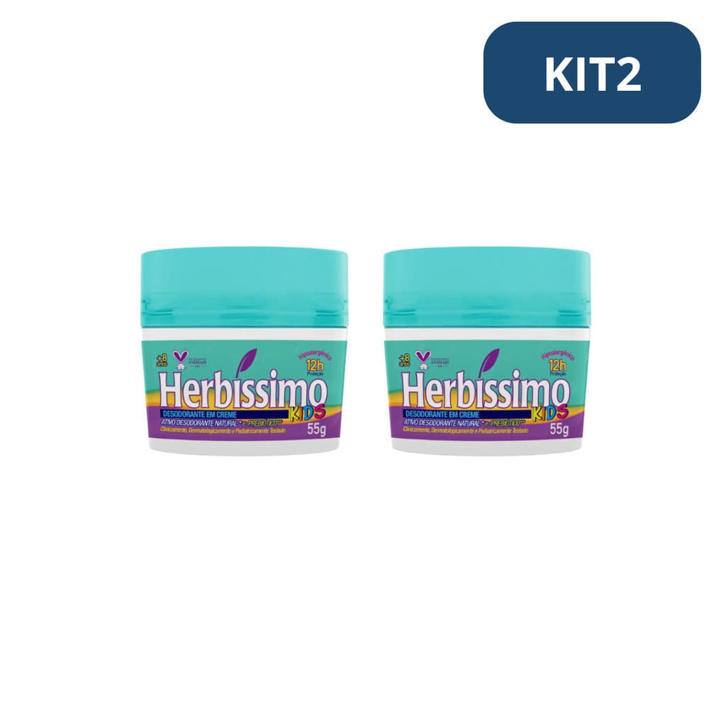 Kit 2 Desodorante em Creme Herbissimo Kids antitranspirante 55g