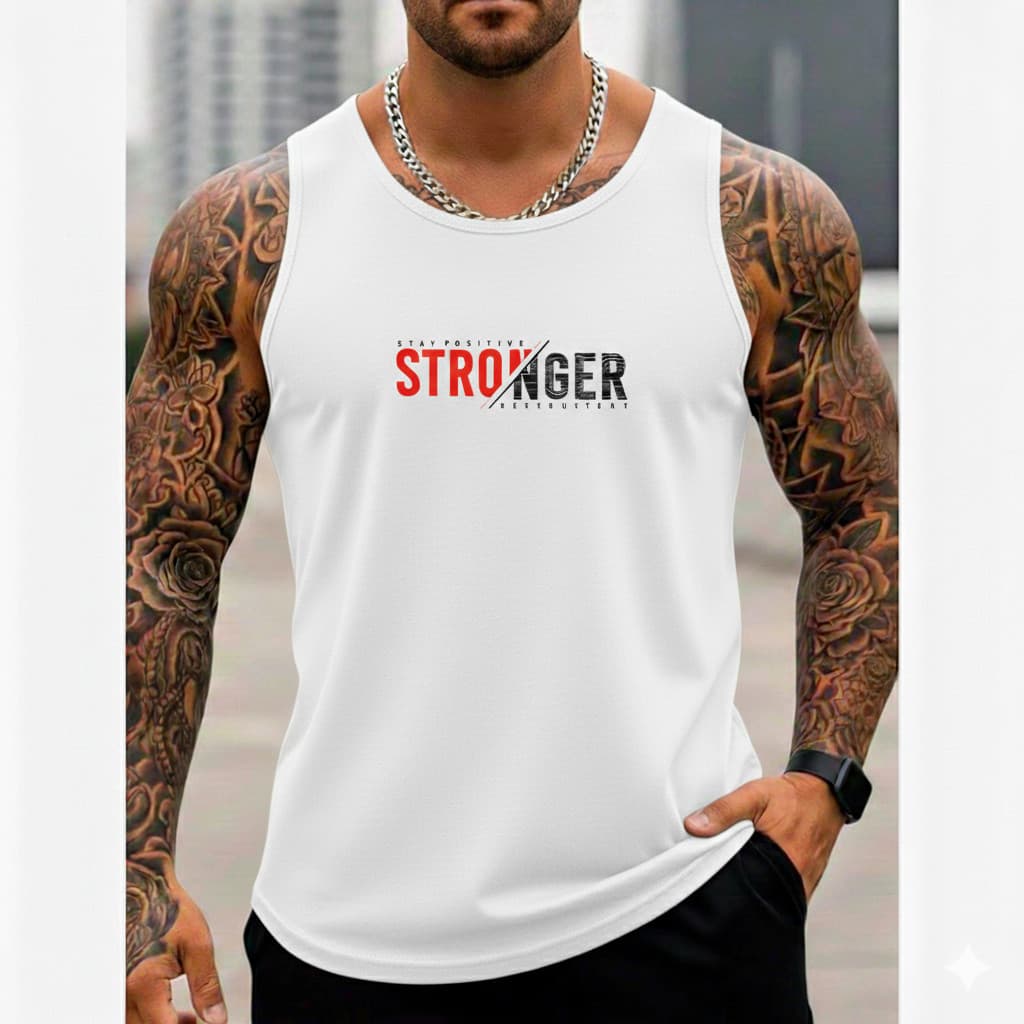 Regata Masculina Algodão Premium Estampa Stronger Envio Imediato