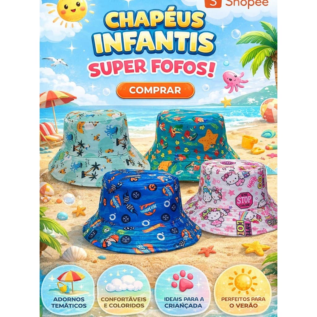 CHAPEL BUCKER INFANTIL bebê infantil Menino Menina Praia casual proteção solar Uv