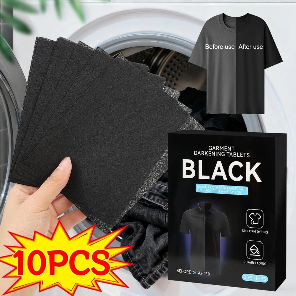 10 Pçs Casa Lavanderia Preto Escurecimento Folhas Para Tecido Escuro Cuidados Restaurador Máquina De Lavar Roupas Anti D