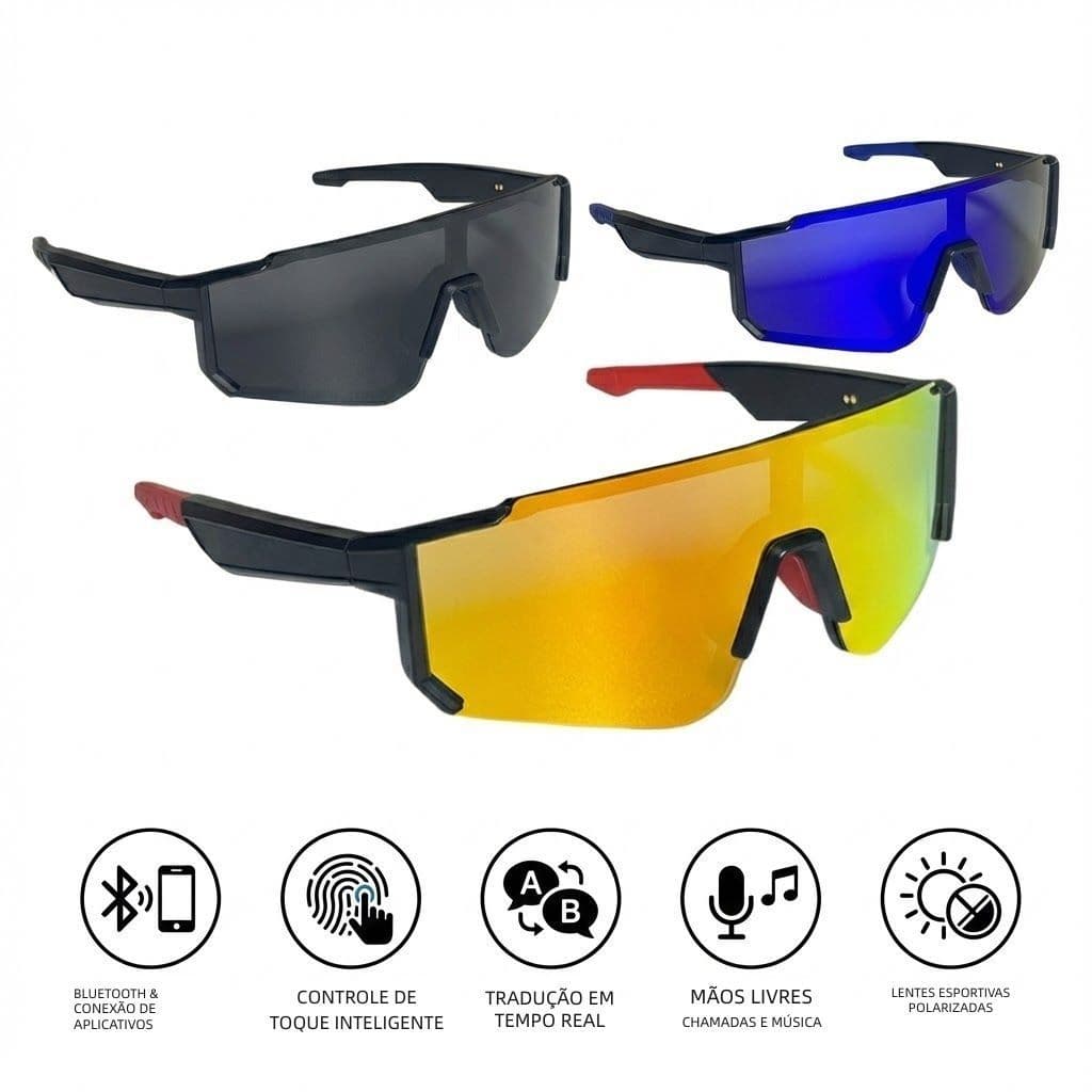Heyoo Óculos Esportivos Inteligentes com IA Tradução em Tempo Real Bluetooth 5.0 UV400