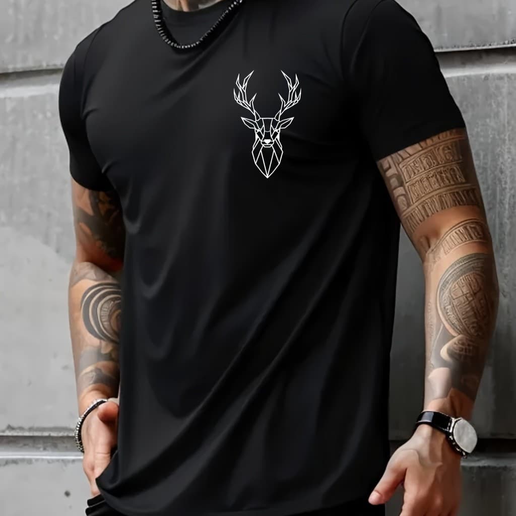 Camiseta Estampada Cervo Moda Masculina 100% Algodão