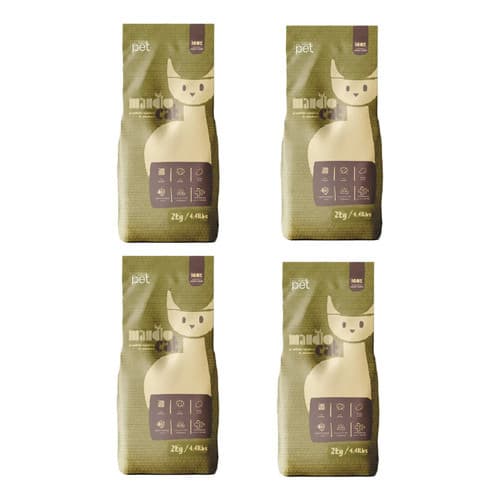 Granulado Higiênico Premium Mandiocat Natural Biodegradável 4 X 2 Kg