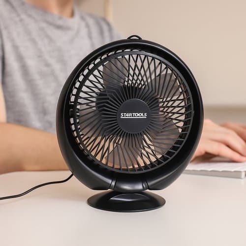 Mini Ventilador Portatil Mesa Compacto Silencioso USB Preto Pratico Leve Recarregavel Ajustavel