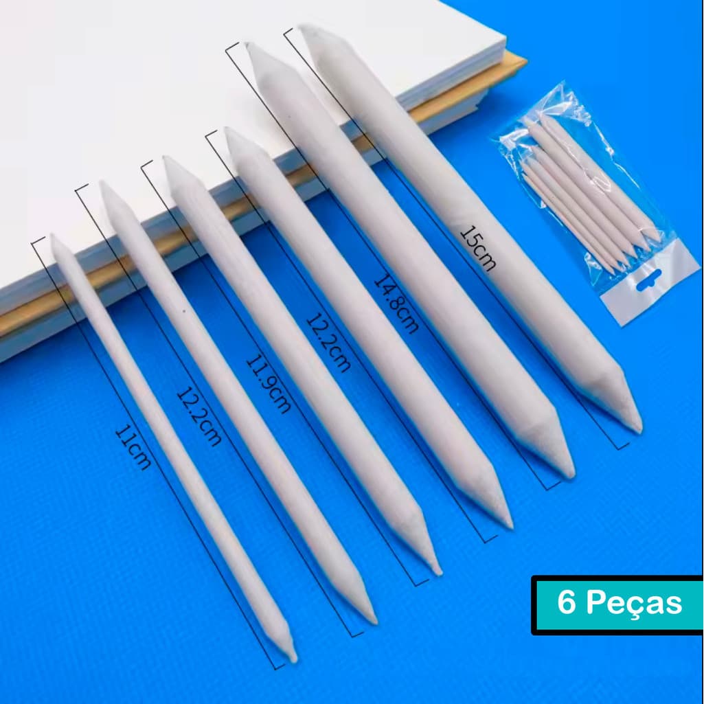 Kit 6 Esfuminho Para Desenho Artístico Profissional Esboço Sombra Detalhes Misturador De Tons Carvão