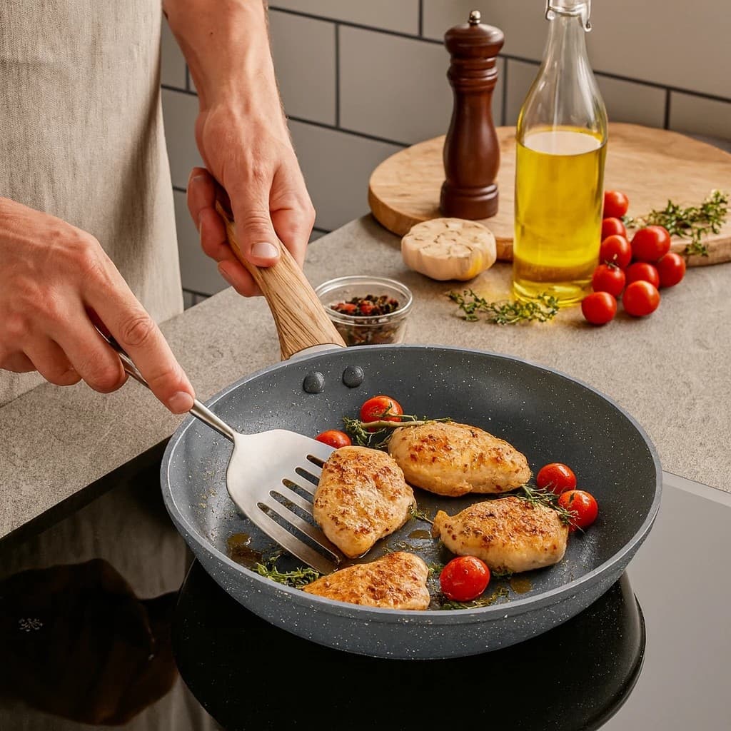 Frigideira Panela Caçarola Antiaderente Cozinhar Fritar Refeições Carne Molhos Cozinha Resistente
