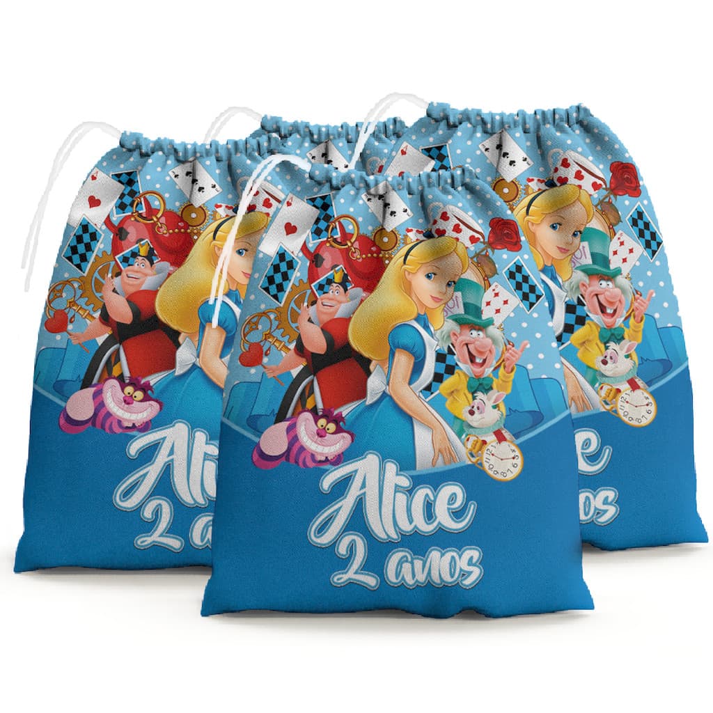 Kit com 10 Sacolinhas Nome e Idade Personalizadas 15x20 Lembrancinha Festa