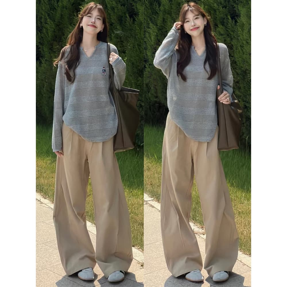 Americano Retro cáqui terno calças de perna larga feminino verão 2026 novo estilo cintura alta Drape em linha reta outon