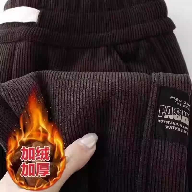 Outono inverno novo estilo calças de veludo masculino mesmo estilo All-Match Leggings calças ins na moda solto velo-F
