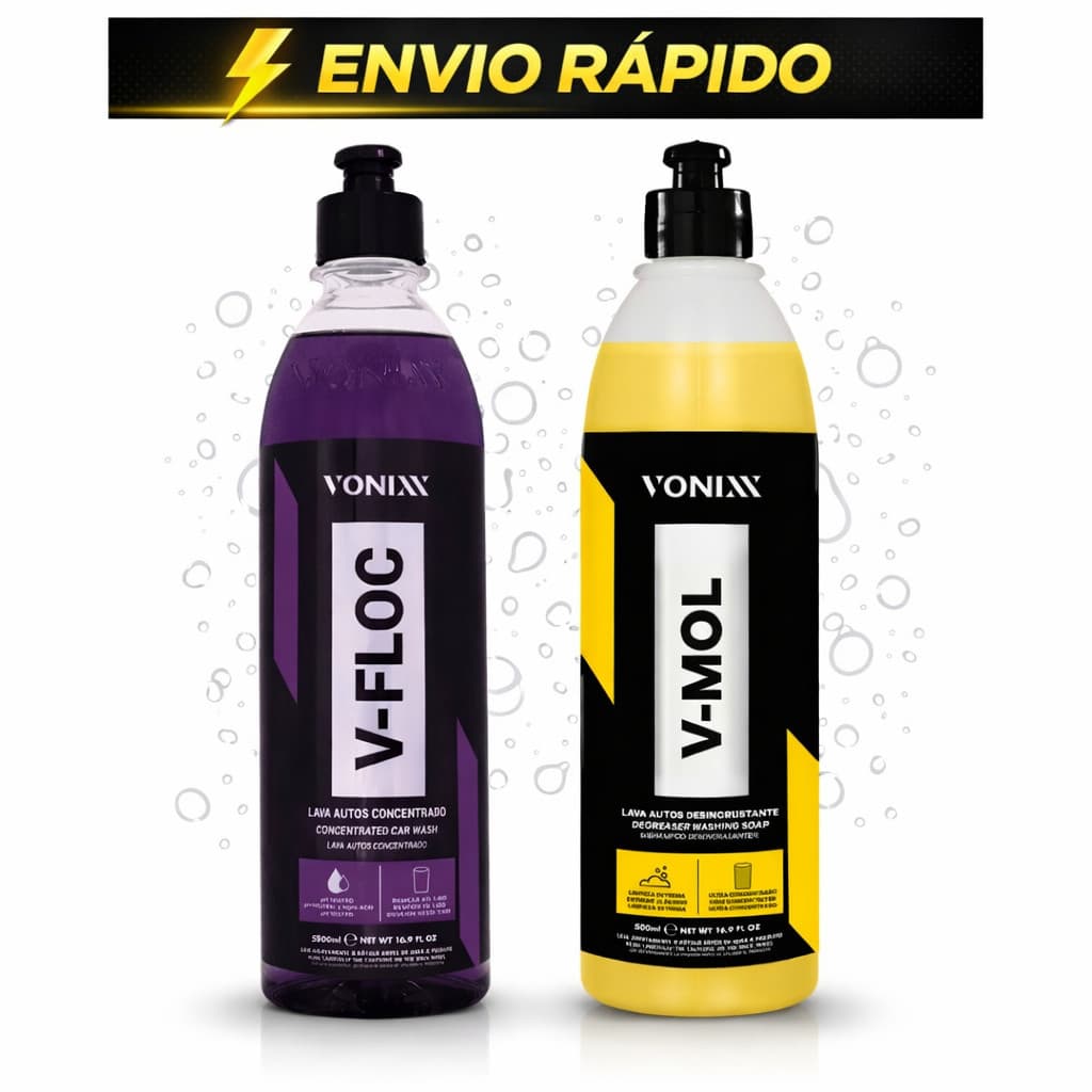 Kit Shampoo Lavagem Automotivo Esfregação Neutro V-floc V-mol Vonixx 500 ML