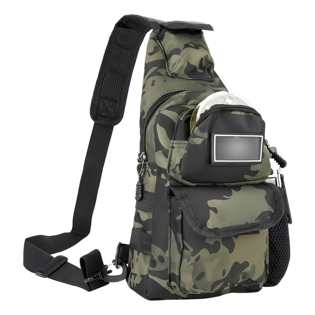 Mochila Sling Camuflada Tática Multifuncional Nylon