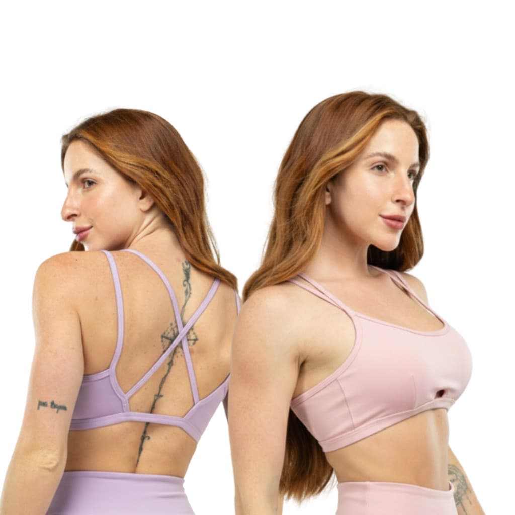 2 Top Fitness Costa Trança Detalhe Conforto Espaço Para Bojo Detalhe Busto Cores Vibrantes Alça Forte Menina Mulher