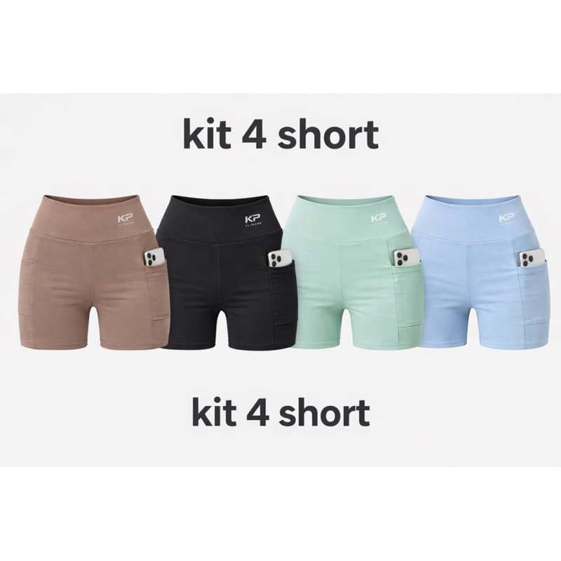 short de academia  fitness com bolso -short curto Suplex poliamida