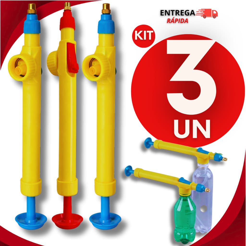 Conjunto 03 Pulverizador  Com Regulagem Prático Para Qualquer Garrafa Pet Jardinagem Limpeza Cultivo Horta Planta