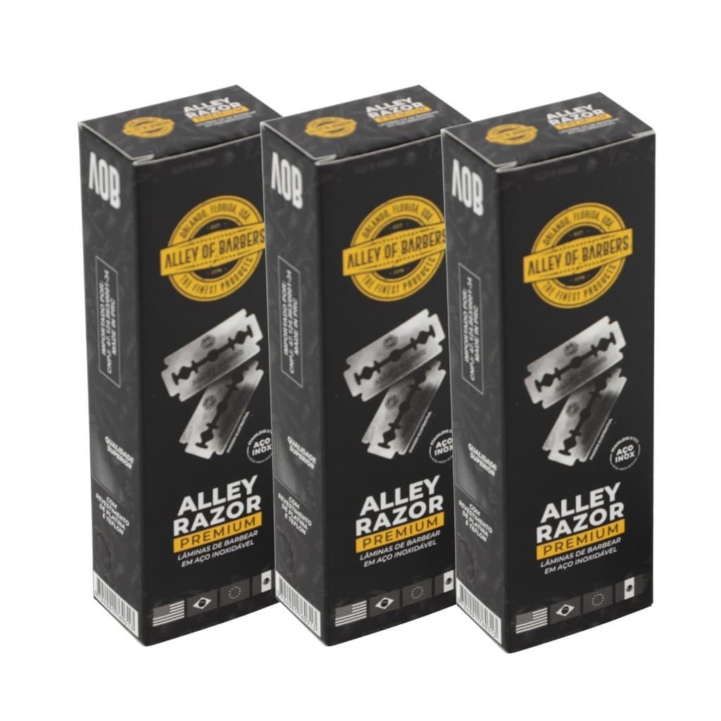 Kit 3 Caixas Lamina De Barbear Alley Razor Premium 300 Unid
