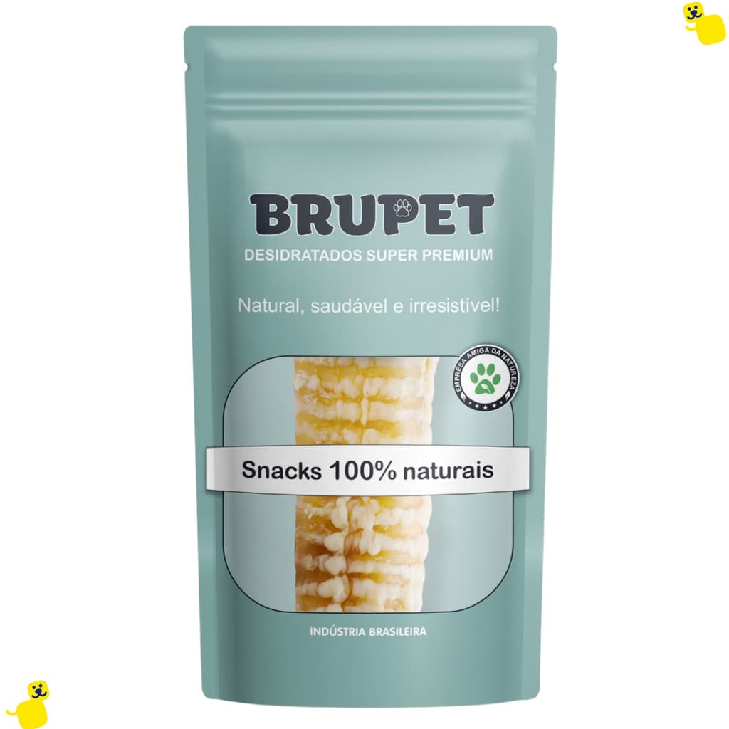 Petisco Cachorro Traqueia Bovina para Cães Mordedor para Cachorro Premium 2 Unidades 13cm Brupet