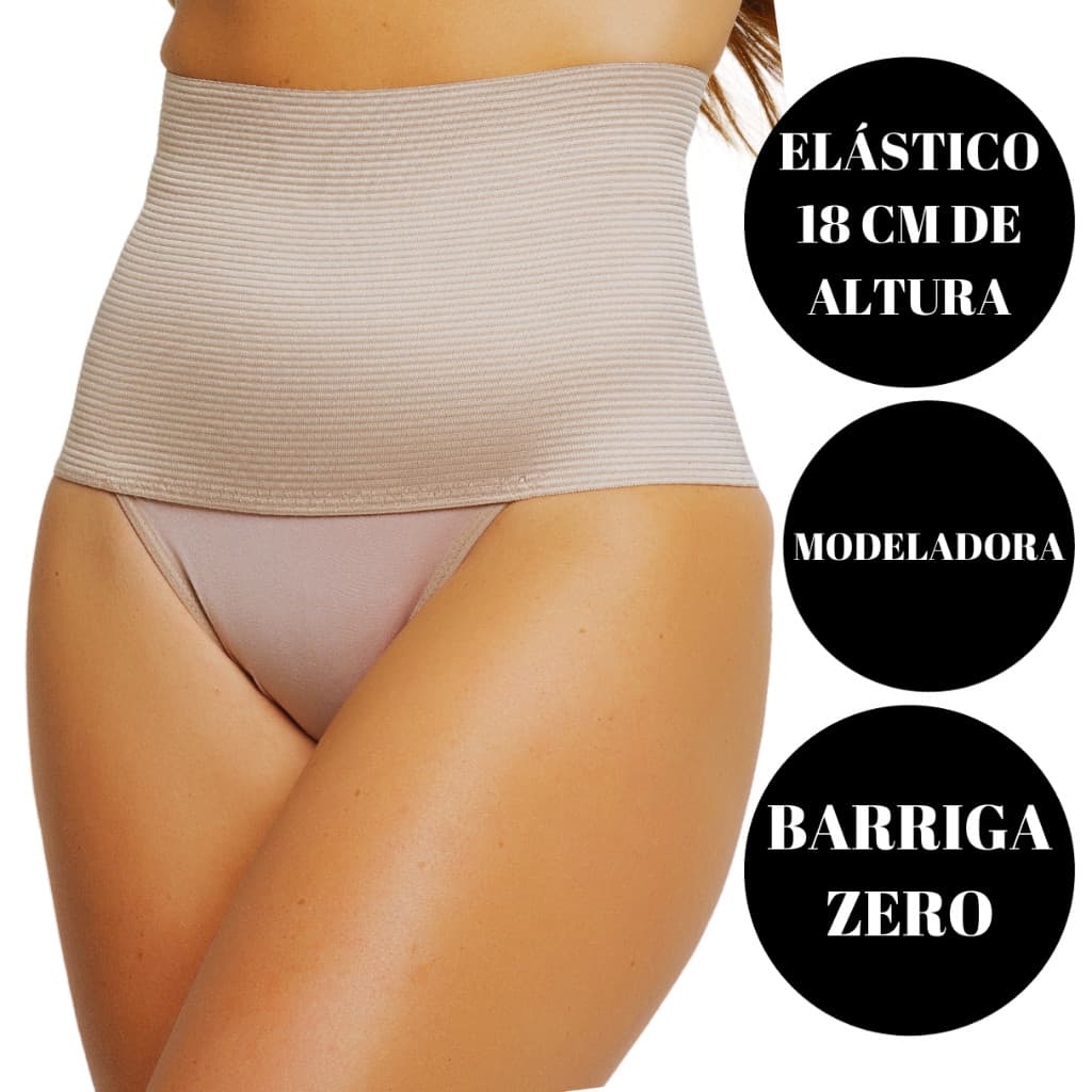 Cinta Modeladora De Alta Compressão Calcinha Barriga Zero Redutora M ao Plus Size Elástico 18CM
