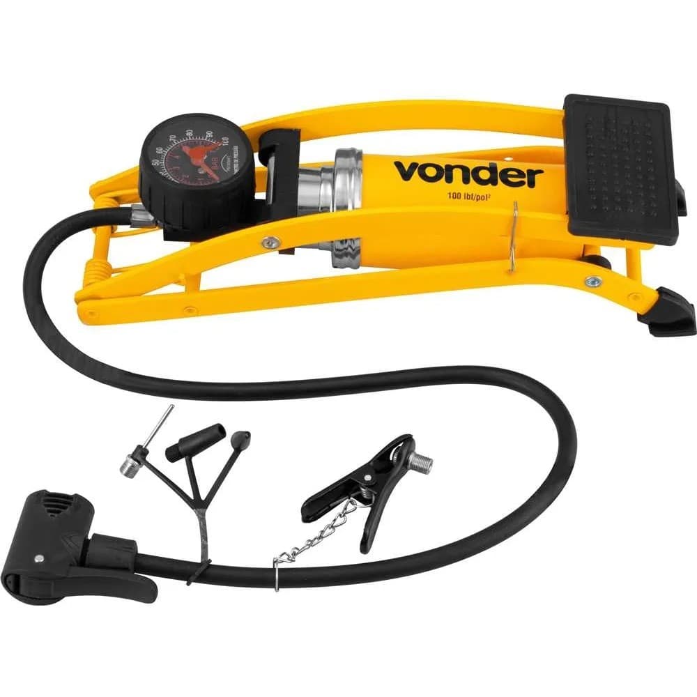 Bomba P/encher Pneus Com Pedal Vonder Amarelo - Amarelo