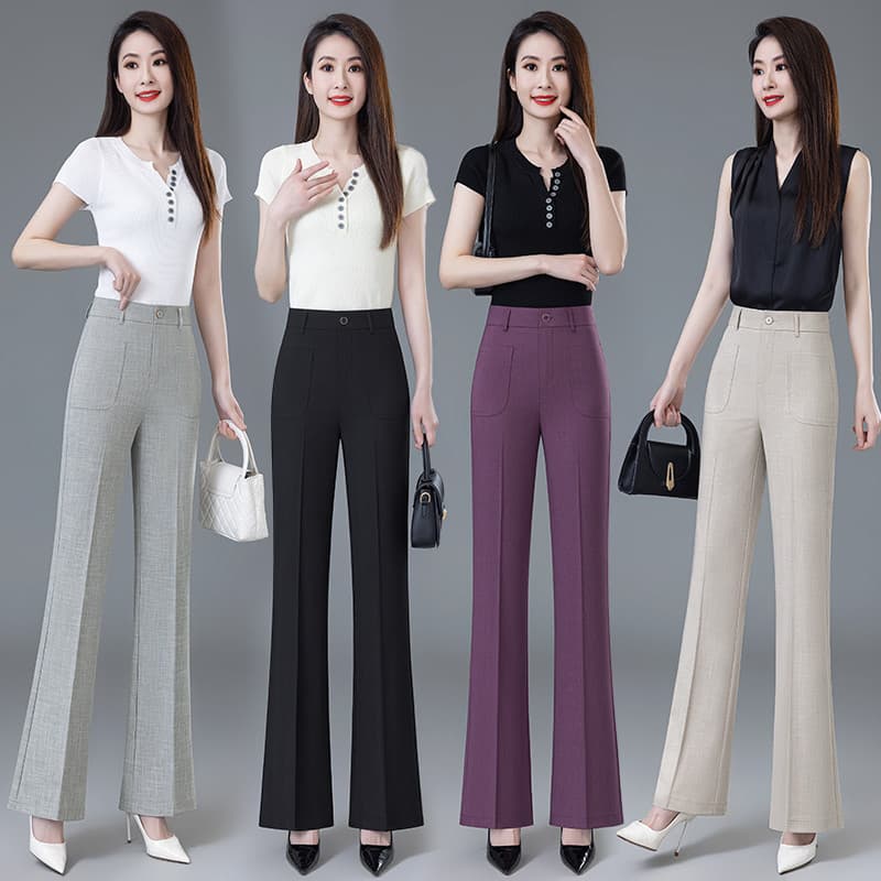 Calças femininas de verão All-Match Micro-Flap terno calças estilo fino legal Zhengzhou calças femininas 2025 novo estil