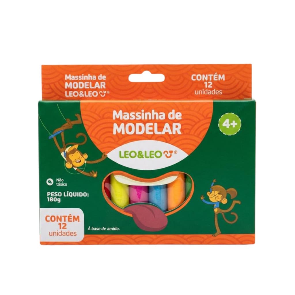 Massinha Modelar  kit 12 Cores 180g-Escolar Criança