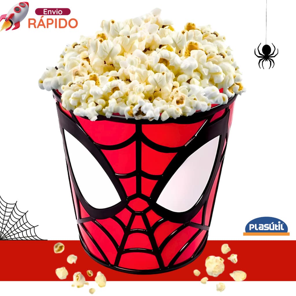 Balde de Pipoca Homem Aranha Cinema Balde com Relevo 3D Plasútil Infantil Heróis