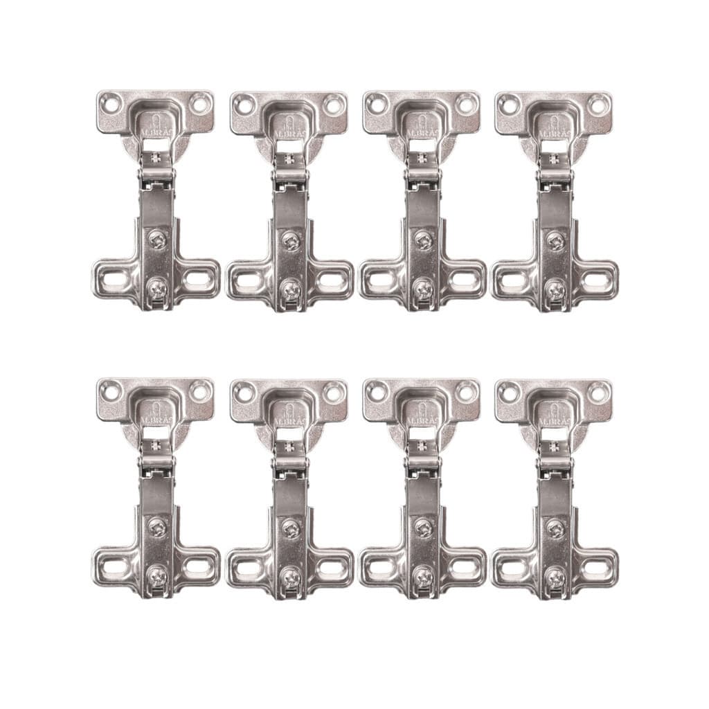 Kit 8 Dobradiça Curva 26mm Alta Porta Armário Móveis com Calço