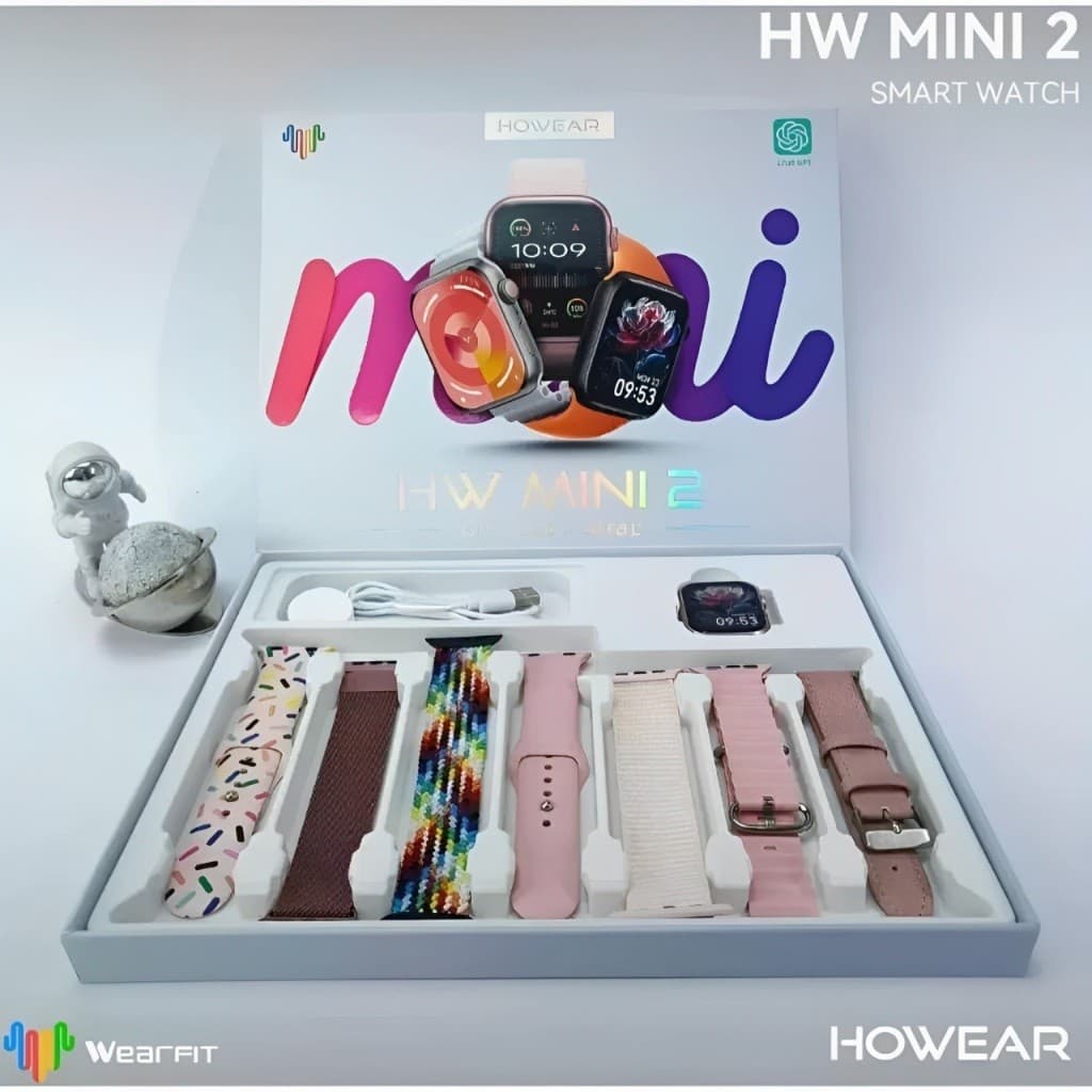 Smartwatch HW Mini 2 Com 7 Pulseiras 41mm  Chat GPT GPS Compatível IOS e Android