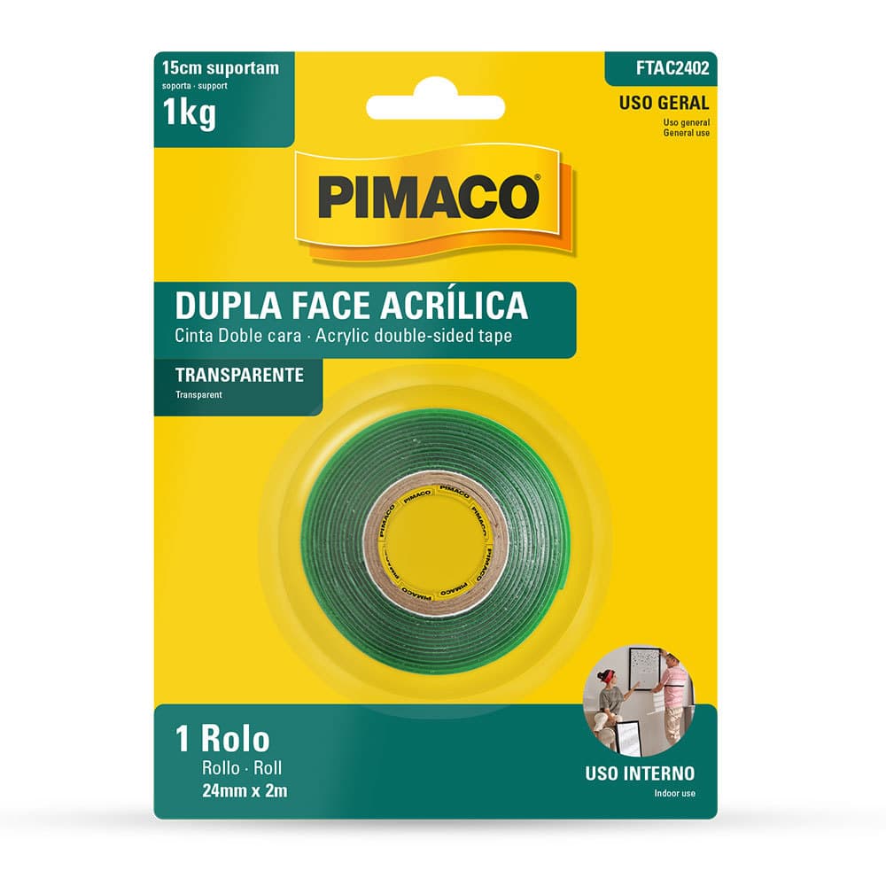 Fita dupla face acrílica 24mmX2m Pimaco