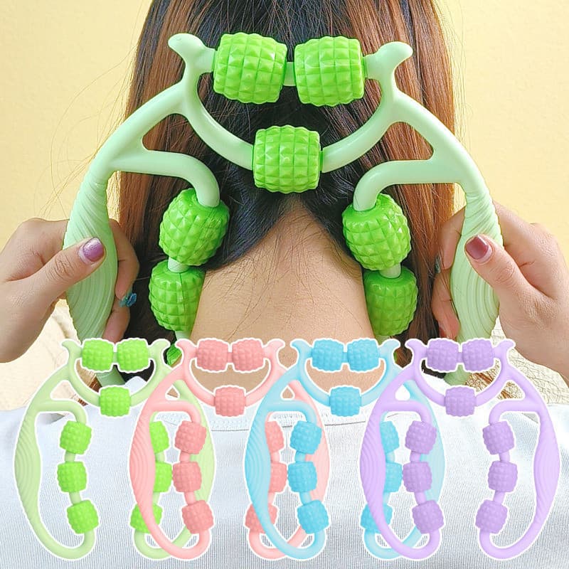Massageador muscular com 9 rolos - para coxas, braços, panturrilhas e pescoço - modelagem das pernas