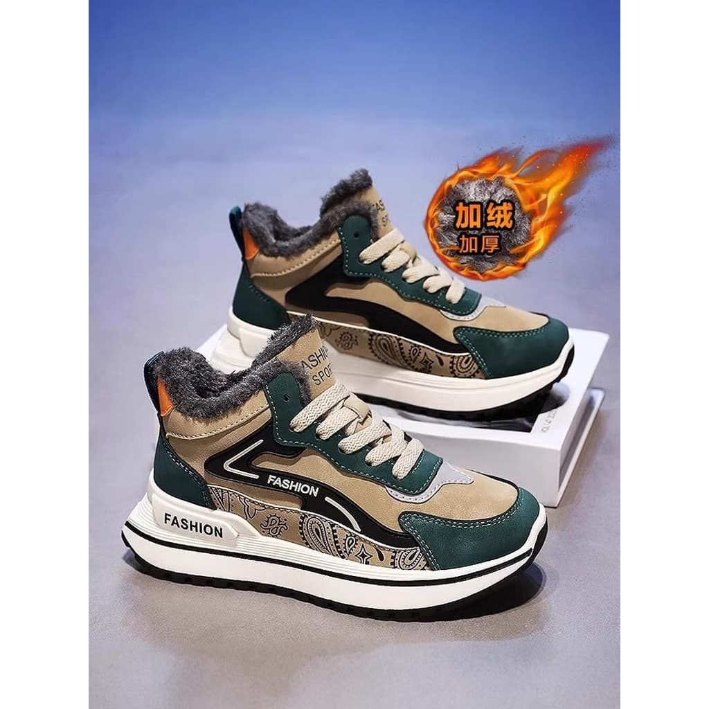 Sapatos masculinos de alta qualidade 2026 novo estilo forro de lã de inverno engrossado quente juventude sapatos esporti
