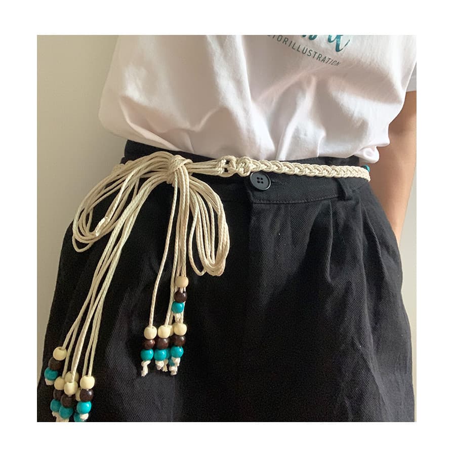 Cinto tecido à mão com arte retrô, vestido decorativo fino feminino, corda de cintura com nó, estilo étnico, corrente de