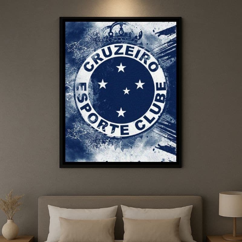 Quadro Cruzeiro Esporte Clube Escudo Azul Time Futebol Decoração Parede Sala Quarto Escritório