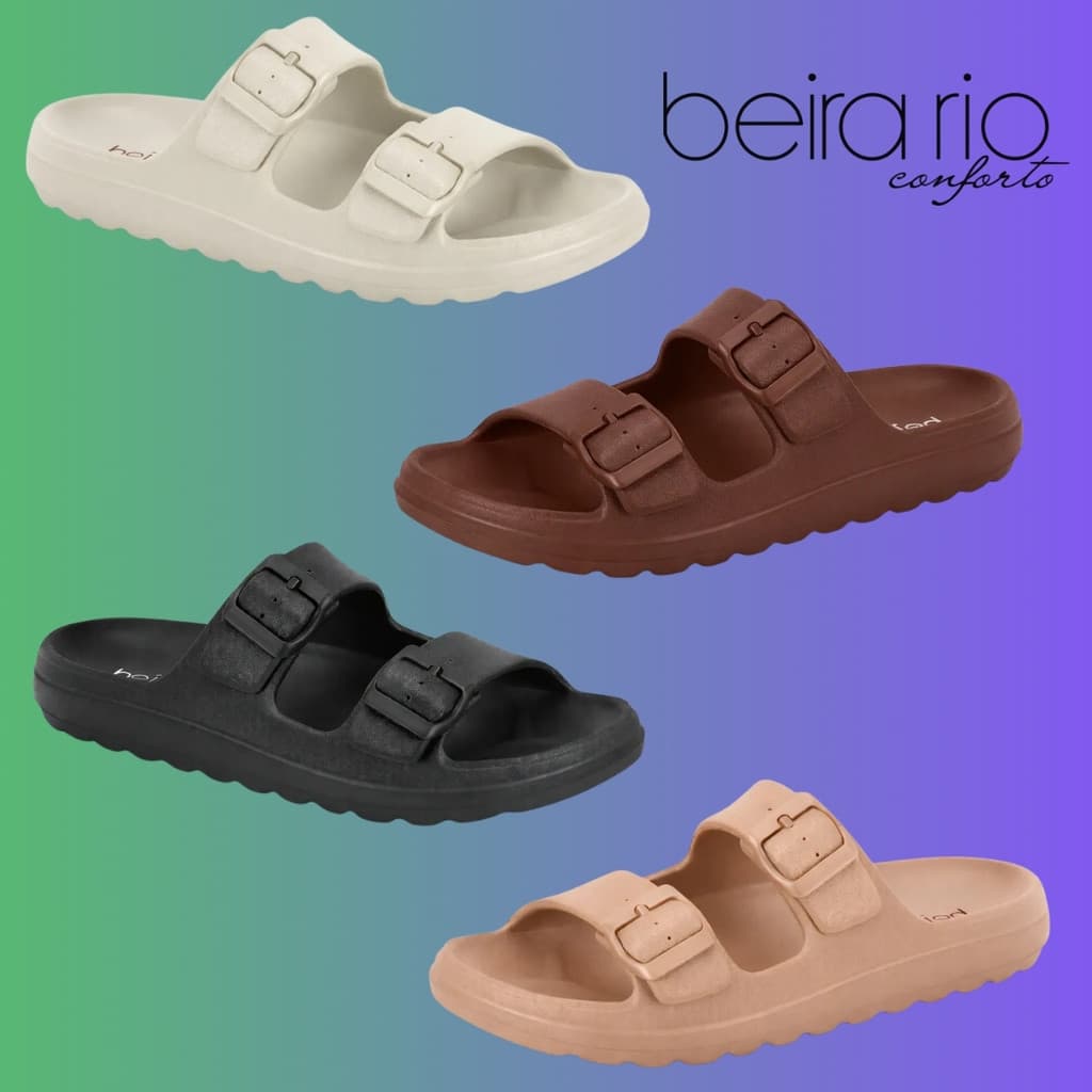 Chinelo Slide Beira Rio Feminino Nuvem Fivela Ajustável Leve 8574.100