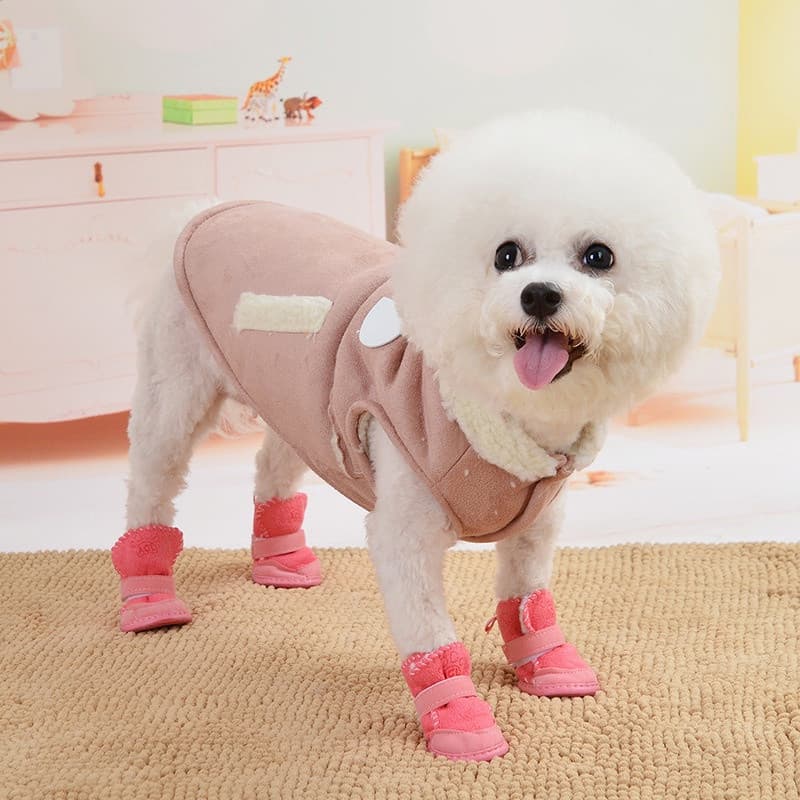 Botas de Neve para Cães Pequenos Netflix Pet Dog Shoes, Capa de Sapatos Teddy Boomer em Veludo Antiderrapante CTTZ-&*&