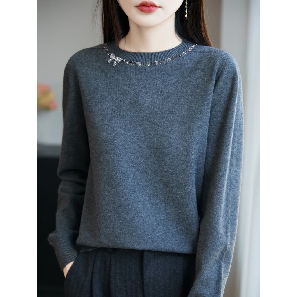 High-End sentimento outono inverno novo estilo em torno do pescoço camisa de fundo feminino solto malhas internas de man